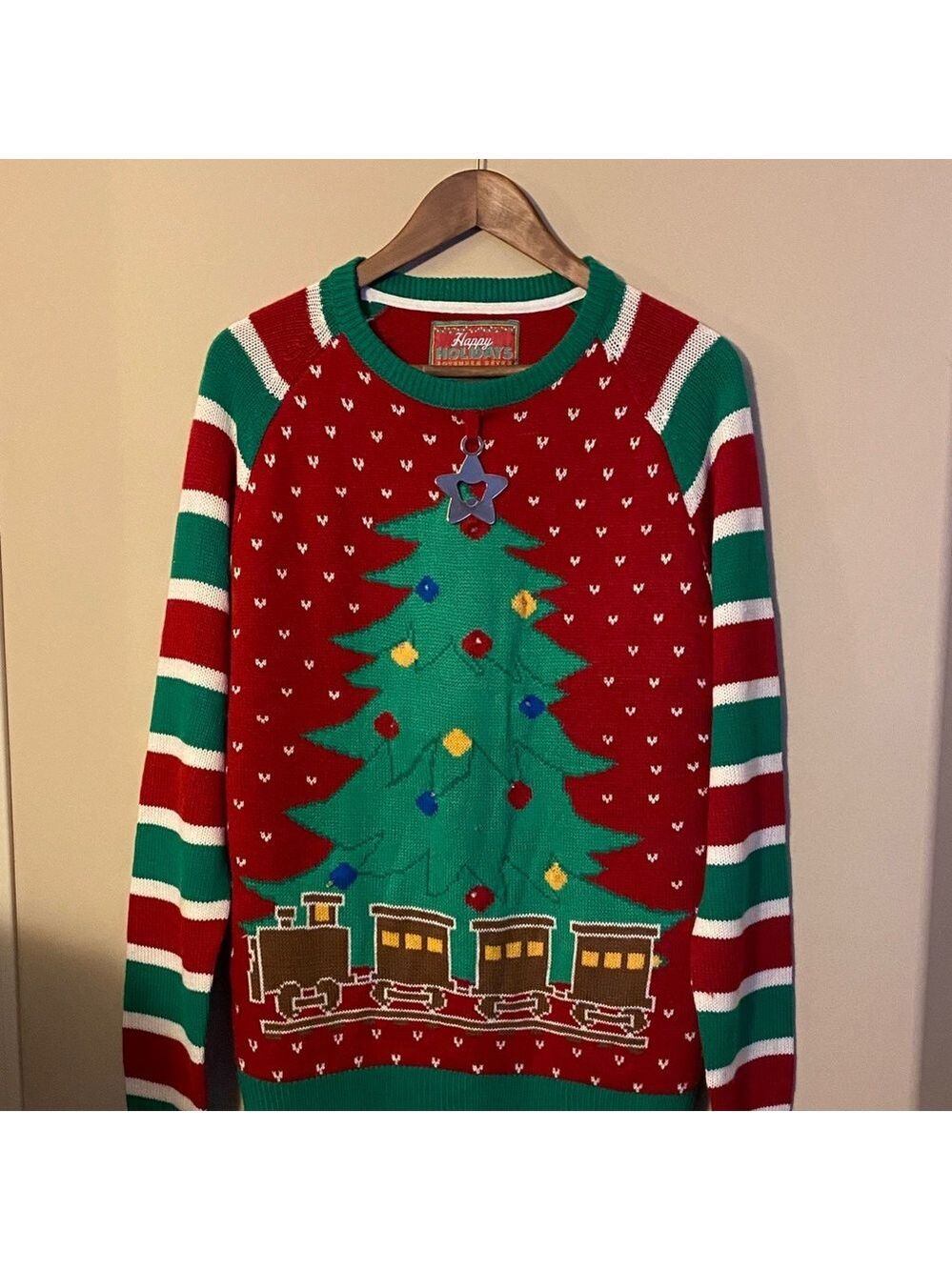 Festive Christmas Tree Sweater - Red and Green